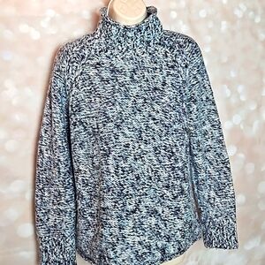 Columbia | Blue Marled Funnel Neck Wool Blend Sweater